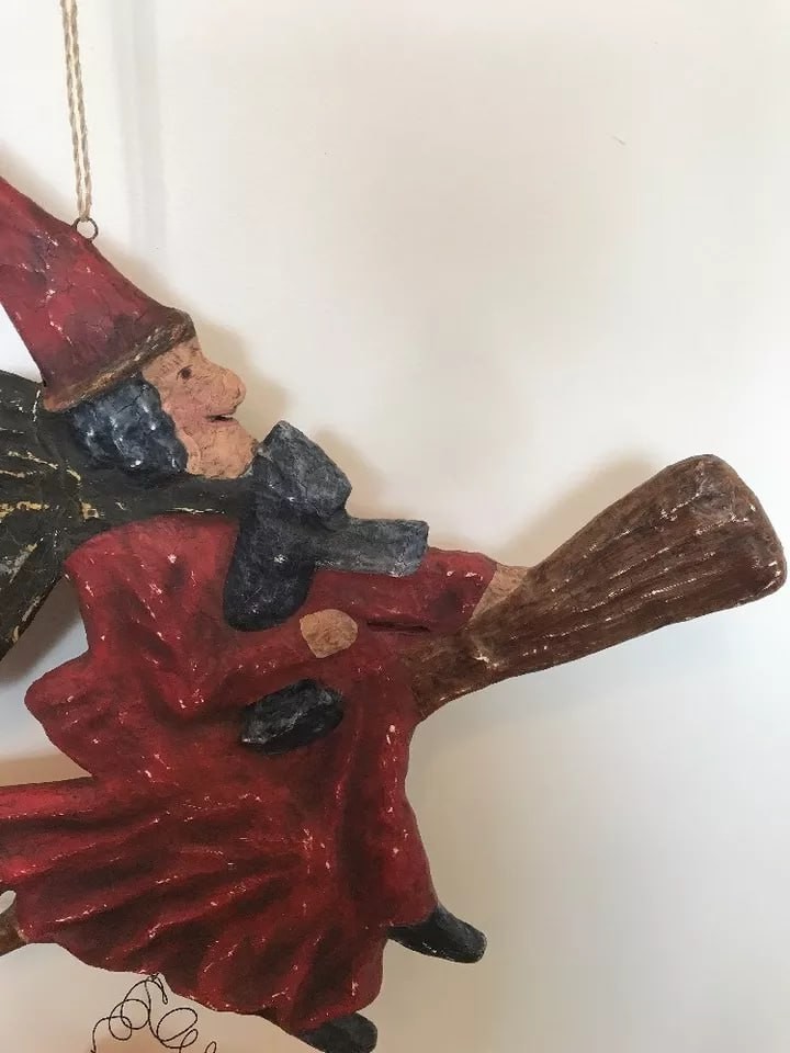 Bethany Lowe Halloween Flying Witch Wall Hanging—Retired