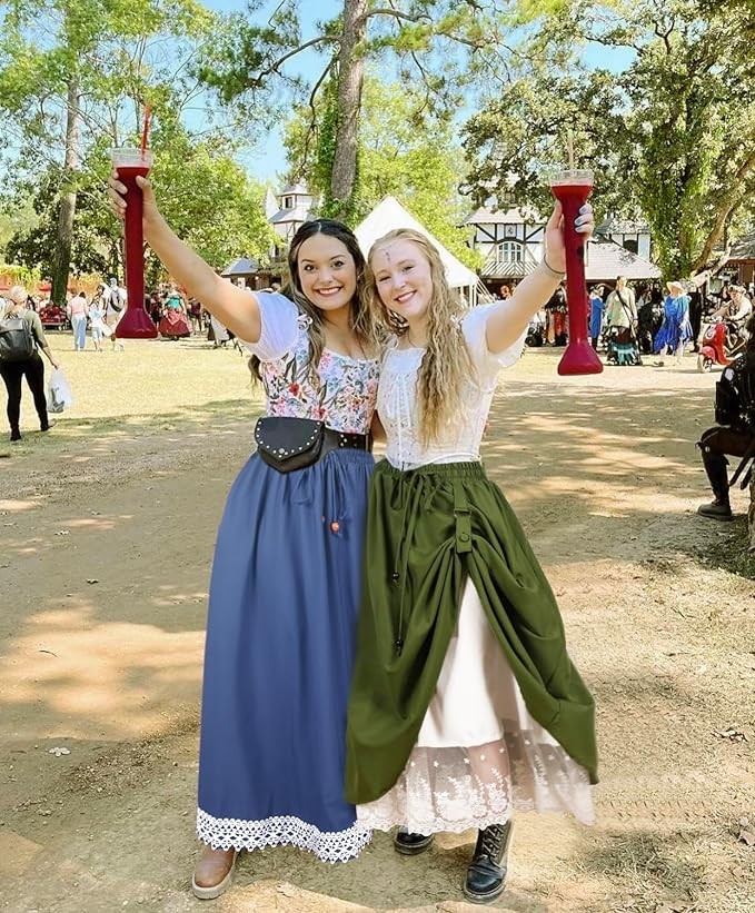 HOMELEX Renaissance Faire Skirt for Women - Plus Size Long Flowy Pirate Cosplay Victorian Cottagecore Costume