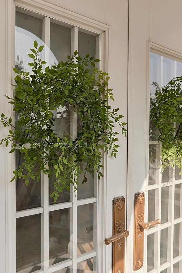 18 Inch Spring Wreaths for Front Door Eucalyptus Wreath Summer Greenery Wreath for Front Door for All Seasons Artifical Floral Outdoor Wreaths Weatherproof for Wall Farmhouse Porch Patio Home Decor Br