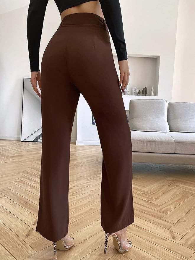 SweatyRocks Women's Elegant High Waist Solid Long Pants Office Trousers