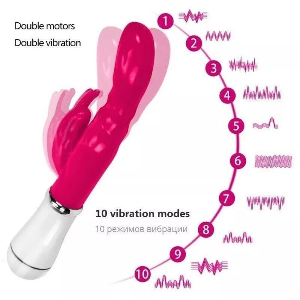 Rabbit-Waterproof-Vibrator-G Spot-Dildo-Massager-Couple Women-Sex-LOVE-Toys