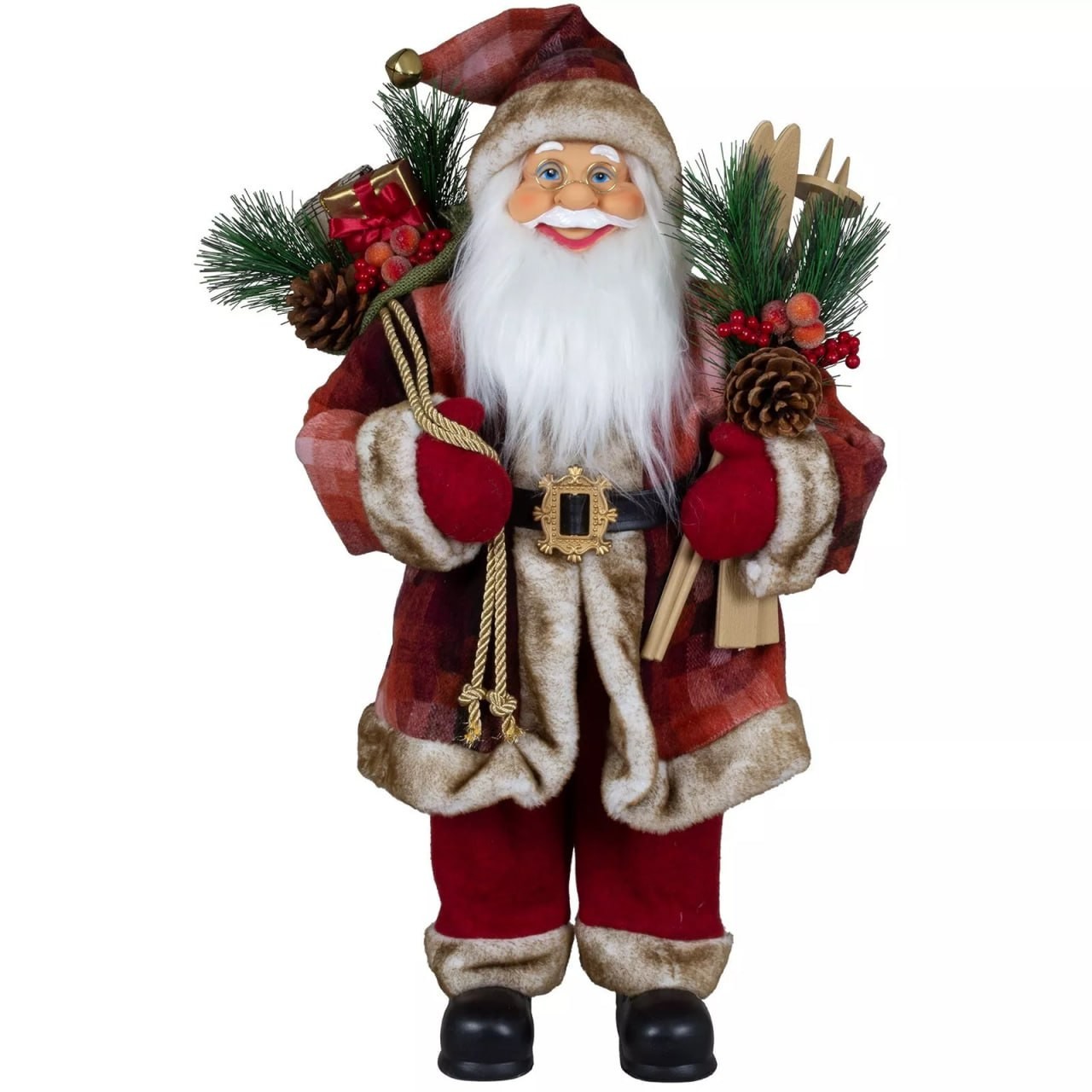 Santa Claus figure Santa 60 cm large with gifts & cones decoration Jacob