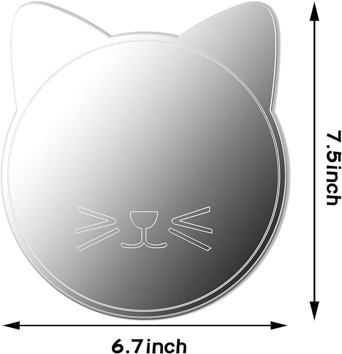 Acrylic Mirror Wall Stickers Cute Cat Decoration Mirror Non-Glass Unbreakable Hanging Mirror Wall Art Aesthetic Kids Mirror for Room Decor-Small
