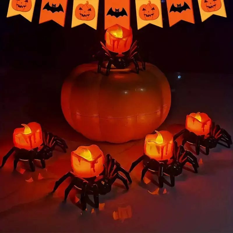 NNETM Arachnid Glow: 12Pack Halloween Spider Flameless Candlelight
