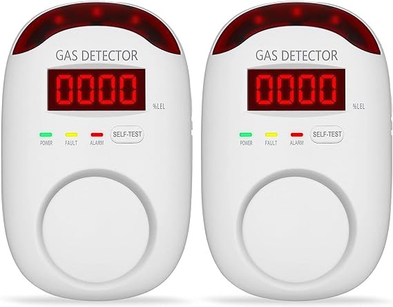 2 Packs Gas Detector & Alarm - Koabbit Plug in Natural Gas Detectors & Propane Gas Detectors for Home,RV & Kitchen, Combustible Gas Leak Detector Monitor for LNG, LPG, Methane.