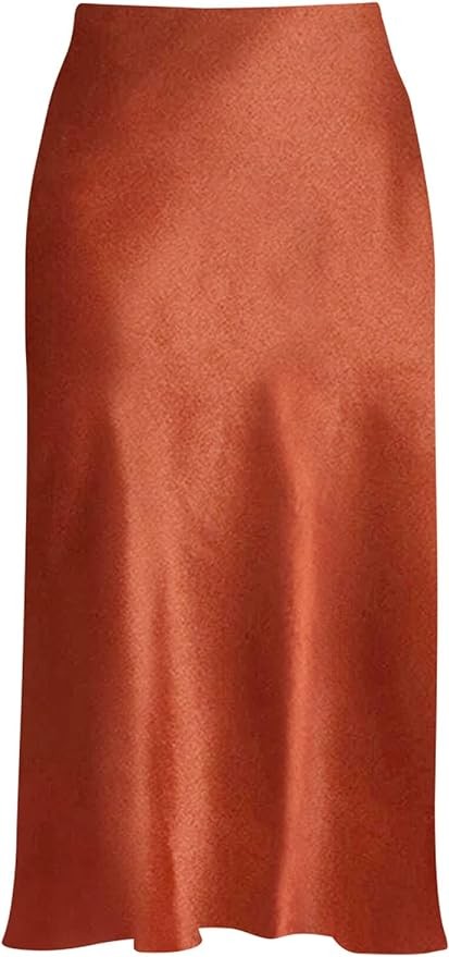 Womens Leopard Print Skirt Midi Long Length Silk Satin High Waist Elastic Skirts