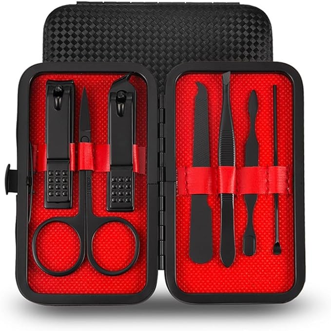 8 in 1 Manicure Set Personal Care Nail Clipper Kit Manicure for Men Women Grooming Kit Professional Pedicure Set Mens Accessories Grooming Kit Fathers Gift (Black)