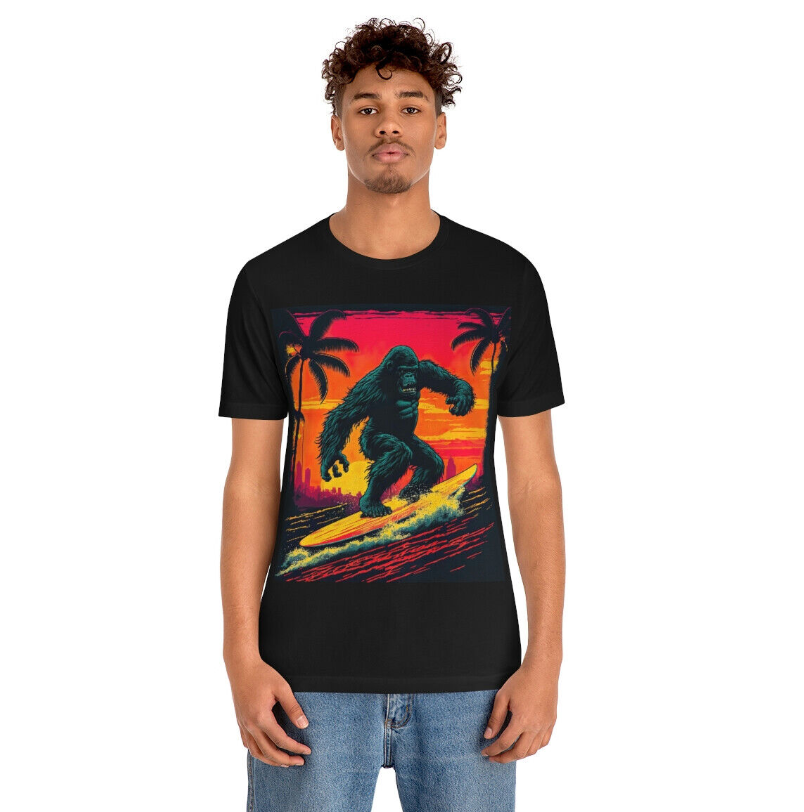 SURFING GORILLA Unisex Short Sleeve SURF Tee T-Shirt Beach Surfer Retro Vintage