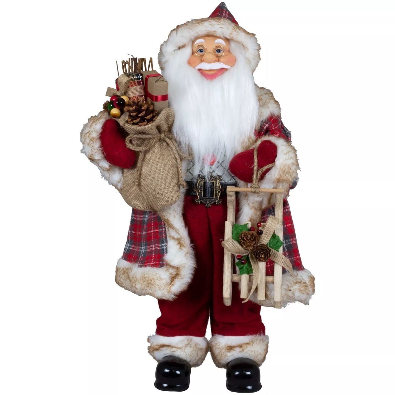 Santa Claus figure Santa 60 cm large with gifts & sled decoration Oscar