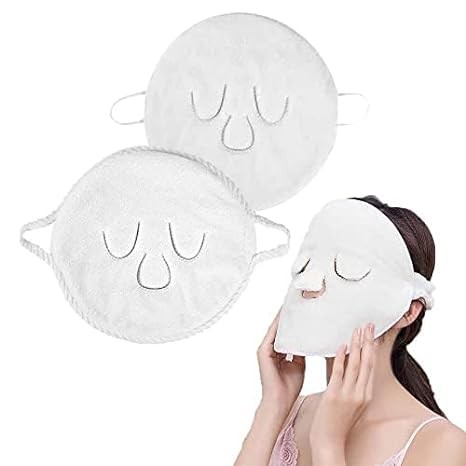 BLACKCROWN 3 Holes Towel Mask Reusable Face Towel Mask Cold Hot Compress Facial Steamer Moisturizing Beauty Skin Care Spa Towels for Facial Steamer Mask for Women Girls(B+C)