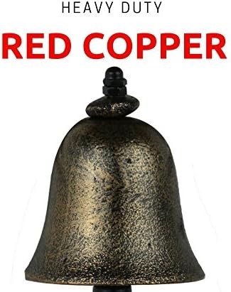 Upstreet Dinner Bell for Outside or Inside Made of Red Copper Hanging Bell, Cast Iron Outdoor Bell to Wall Mounted Surfaces for Church, Home, and School Bell (Red, 4)