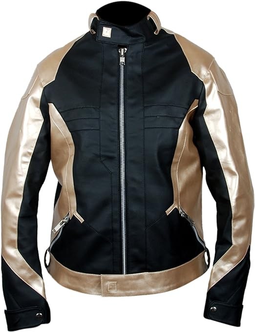 F&H Men's Golden Gaming Soldier Genuine Leather Jacket