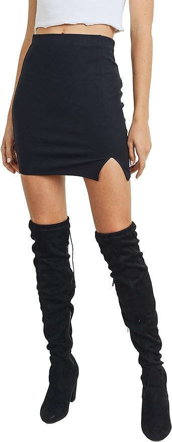 LaClef Women's Mini Fitting Split Skirt