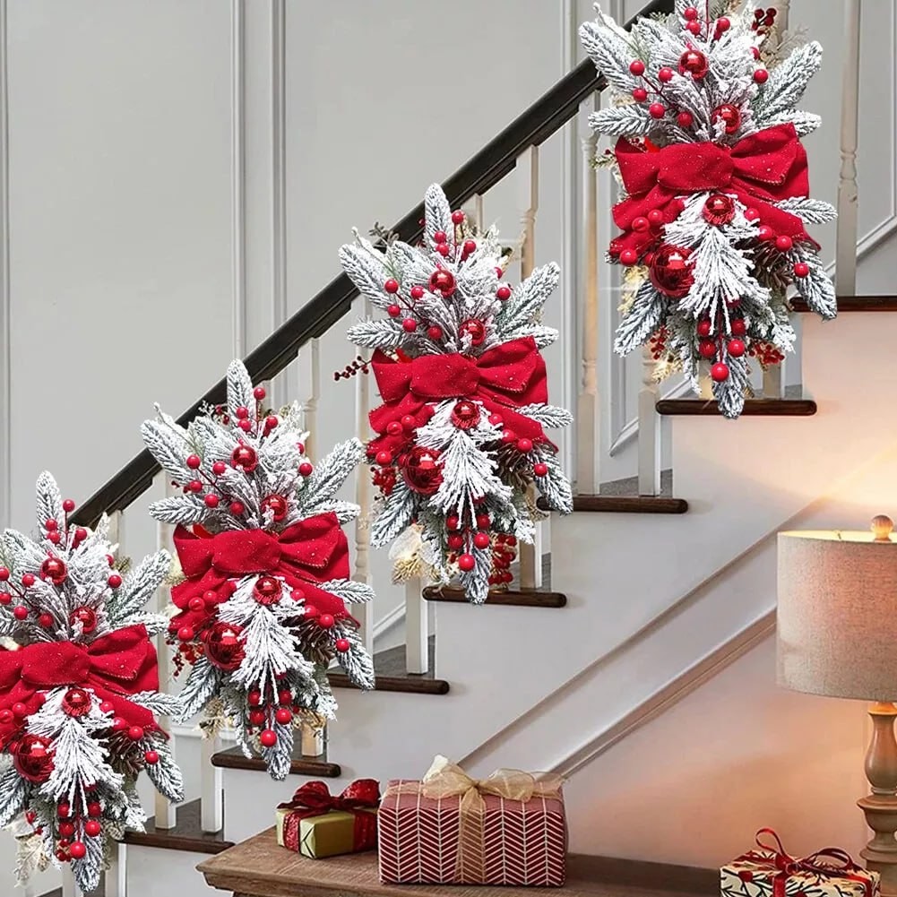 Garland Christmas Swag Door Wreath Pendants Stairway Wreath Hanging Decoration