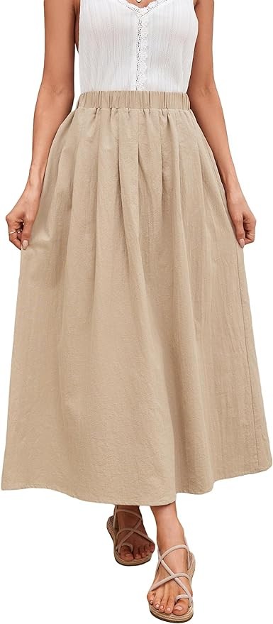 Verdusa Women's Pocket Side Elastic Waist A Line Maxi Long Skirt