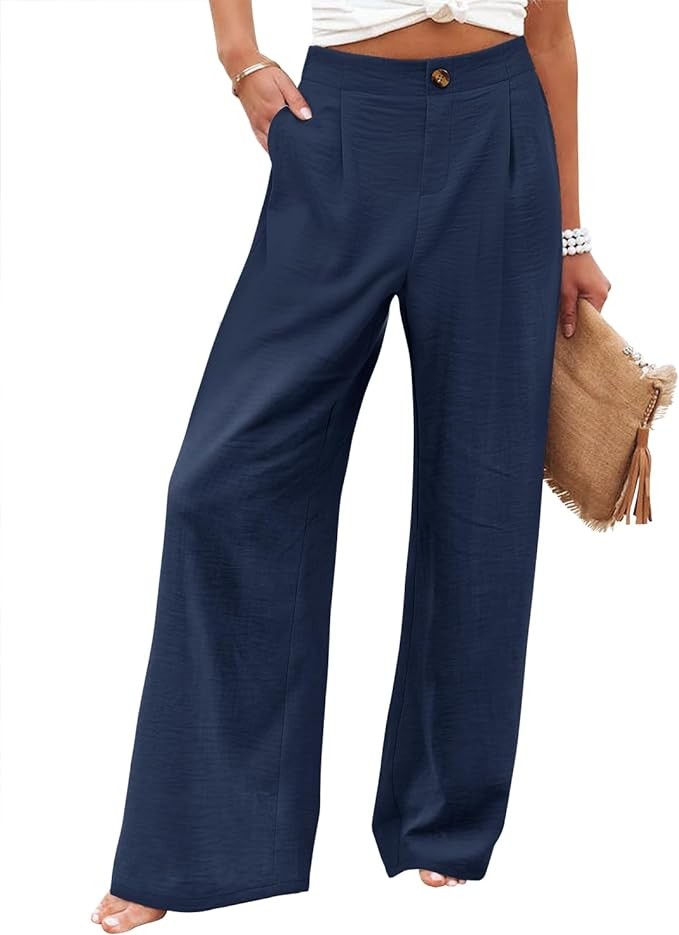 Angerella Women's Wide Leg Pants High Elastic Waisted in The Back Business Work Trousers Long Casual Pants