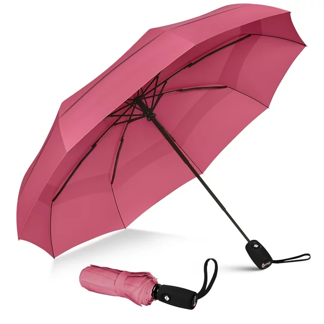 Repel Windproof Travel Umbrella, Teflon Coated Double Vented, Compact, Automatic (Black & White)