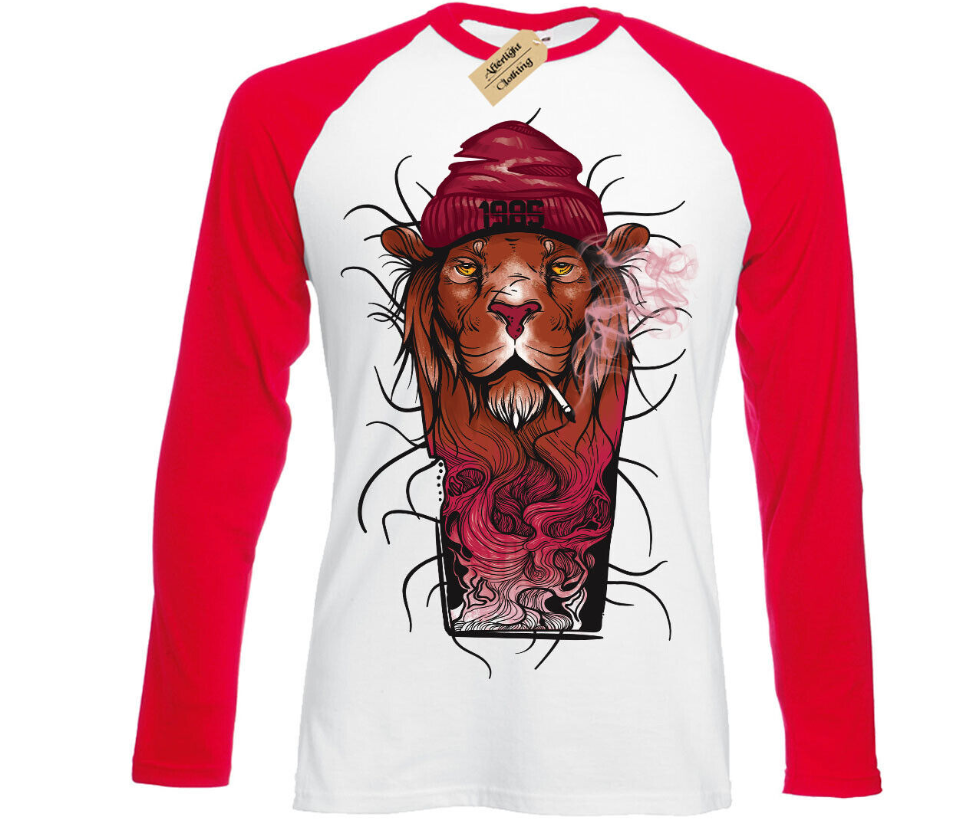 Fashion '85 Lion T-Shirt cool smoking Mens Baseball t-shirt