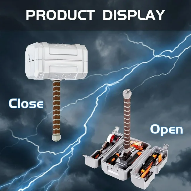 Naviocean Thor Tool Box Hammer Set Thor Hammer Tool Kit Multifunctional Home Tool Set Mjolnir Hammer Toolbox Marvel Toolbox Marvel Gifts for Men Adults DIY