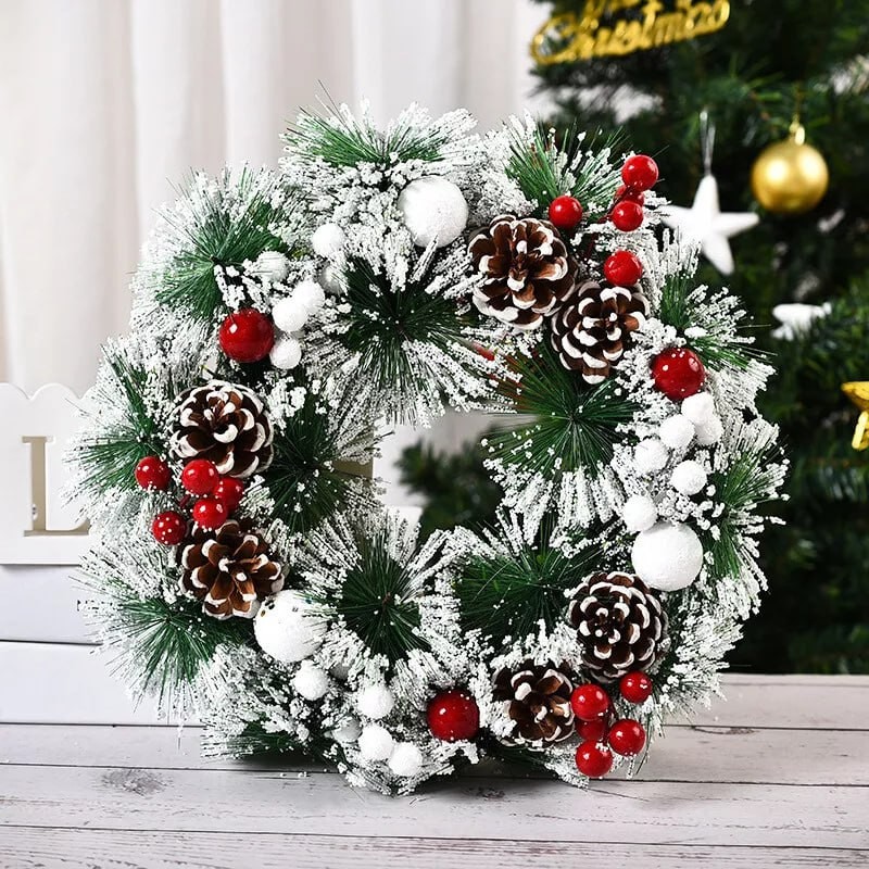 Large Snow Christmas Berry Wreath For Front Door Garland Christmas Decor Outdoor